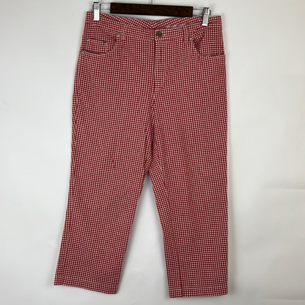 TRACY EVANS LIMITED vintage crop gingham pant red and white